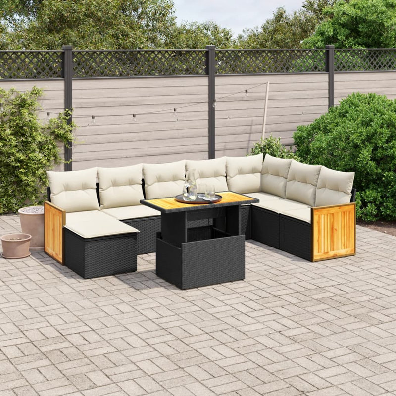 Vidaxl Garden Sofa Set Black, Cream White