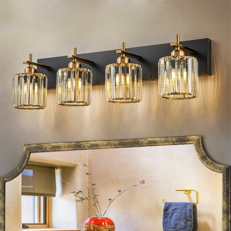 Corless Dimmable Vanity Light, 4, Matte Black/Chrome