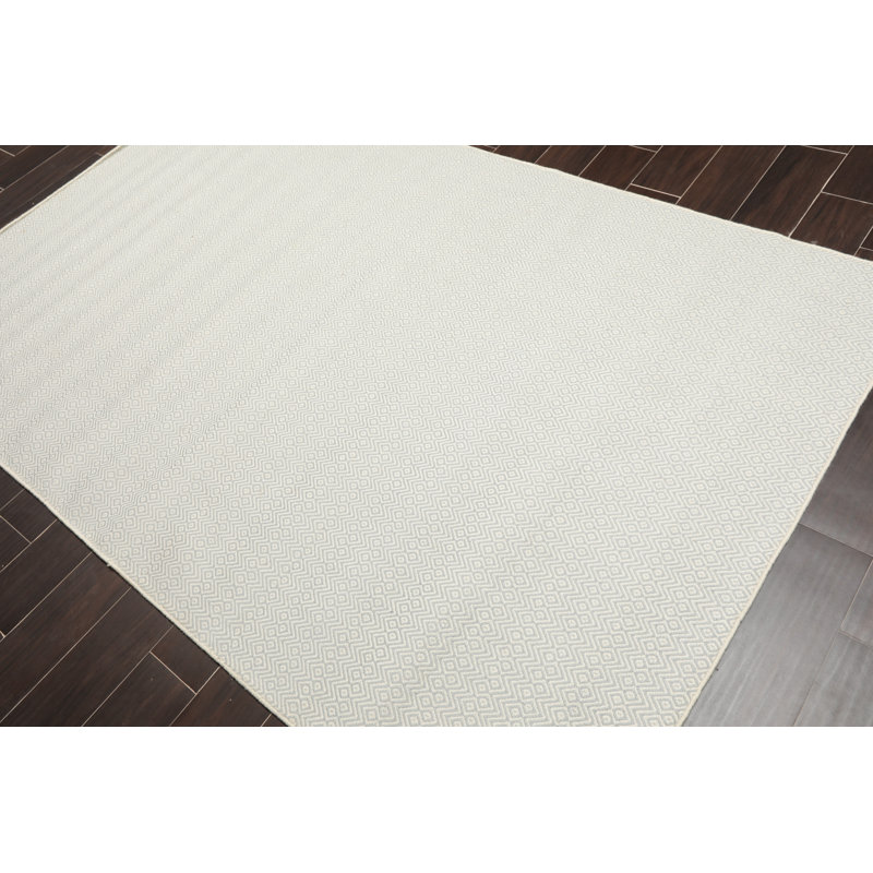 Ivoire en laine tissée à la main Tapis décoratif à chevrons kachayr, Rectangle 8 pi x 10 pi