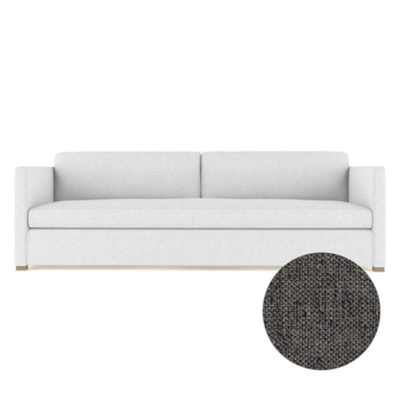Madison Sofa, 33" H x 120" W x 41" D, Pebble Weave Linen Graphite, Dark Brown