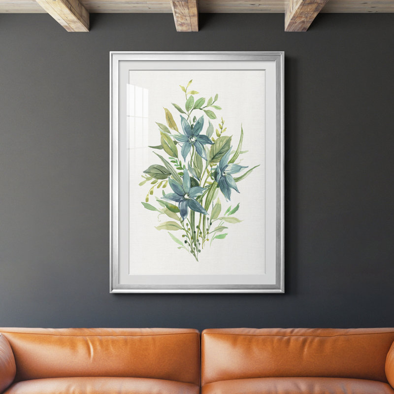 «Greenery I» - Peinture sur toile encadrée, H 26,5 po x l 36,5 po x P 1,5 po, Argent