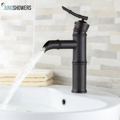 Latori Juno Dark Bamboo Shape Oil Rubbed Bronze Basin Sink Faucet Elegant Waterfall Design