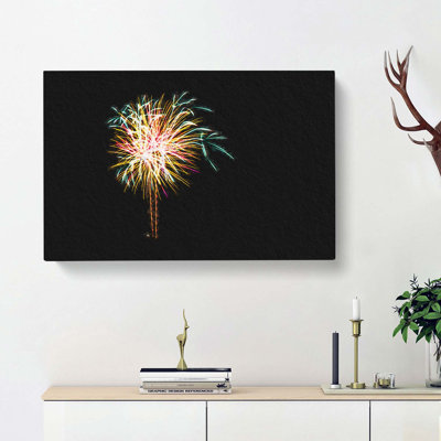 Palm Tree Fireworks - Wrapped Canvas