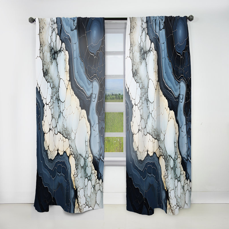Dalia Blue Stone Geode Minimalism - Spiritual Stone Curtain - Velvet Room Darkening - 1 panel, 52" W x 108" L