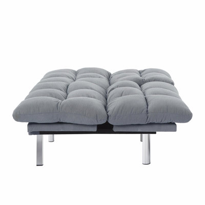 Multifuctional Sofa Bed, Foldable 2-Seater Sofa, Corduroy Fabric, Suitable for Living Rooms & Apartments (Light Gray)