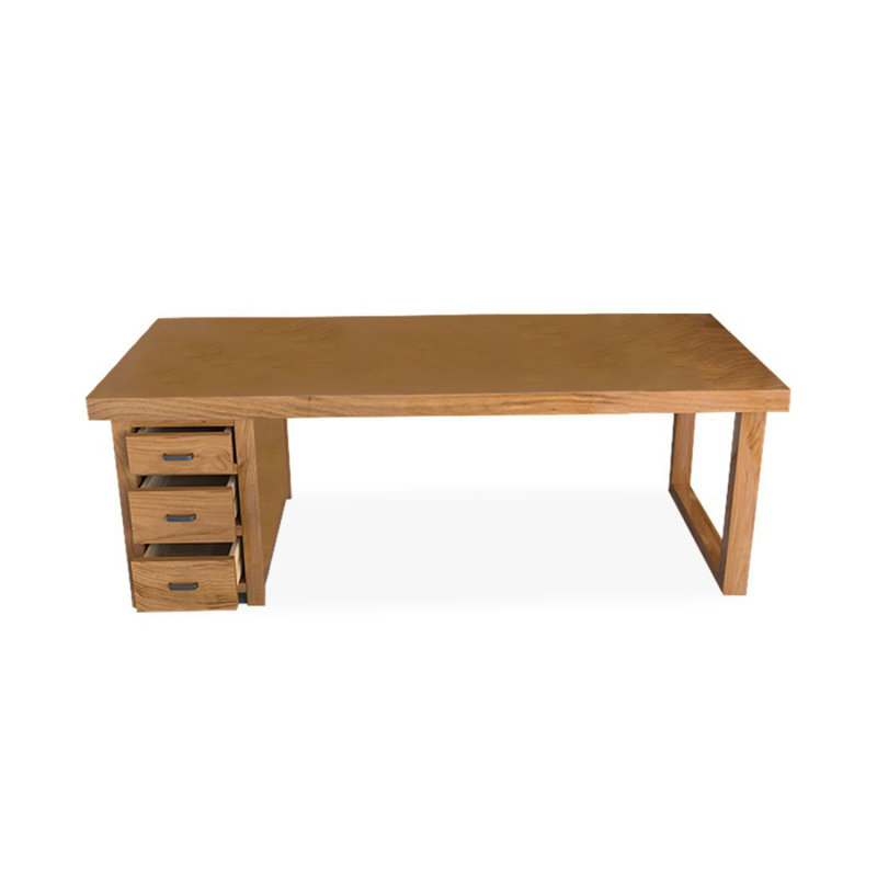 Bureau de direction rectangulaire en bois massif avec tiroirs Burlywood, H 29,53 po x l 78,74 po x P 27,56 po