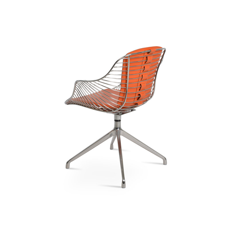 Zebra Spider Swivel Armchair, Aluminium, Orange