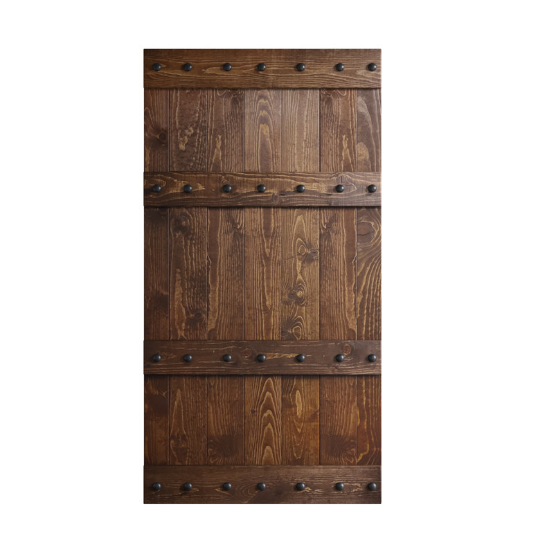 Porte de grange à panneaux en bois Castle, 42 po x 84 po, Noyer foncé