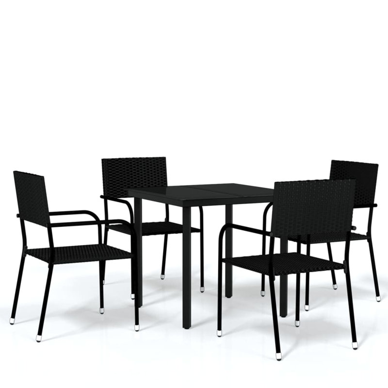 Aaiza 4 - Person Wicker Patio Dining Set with Square Table, Black