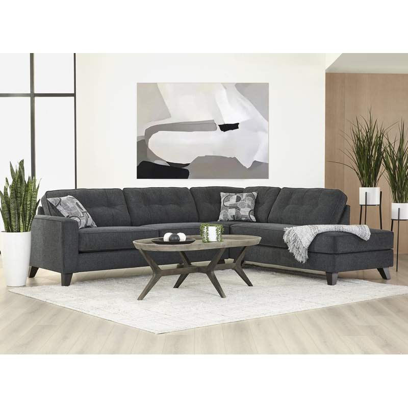 Canapé modulaire 2 pièces Hughes Furniture 23300 avec méridienne en coin Fairlane, Polyester ardoise Fairlane