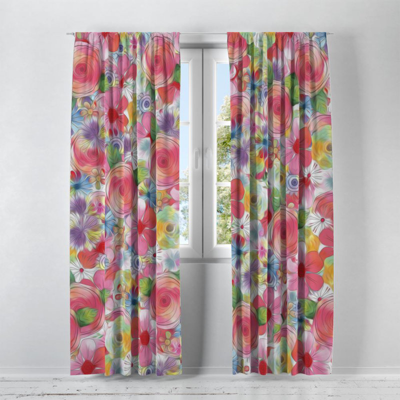 Panneau de rideau simple semi-transparent Farmhouse Floral, L 40 po x L 82 po