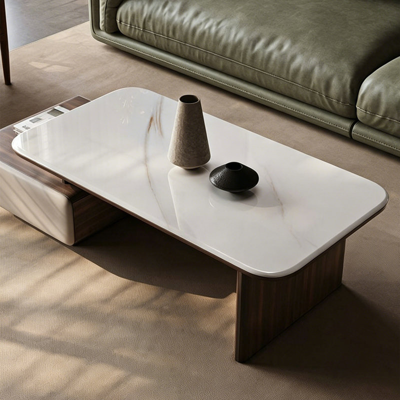 Table basse rectangulaire en céramique de verre
