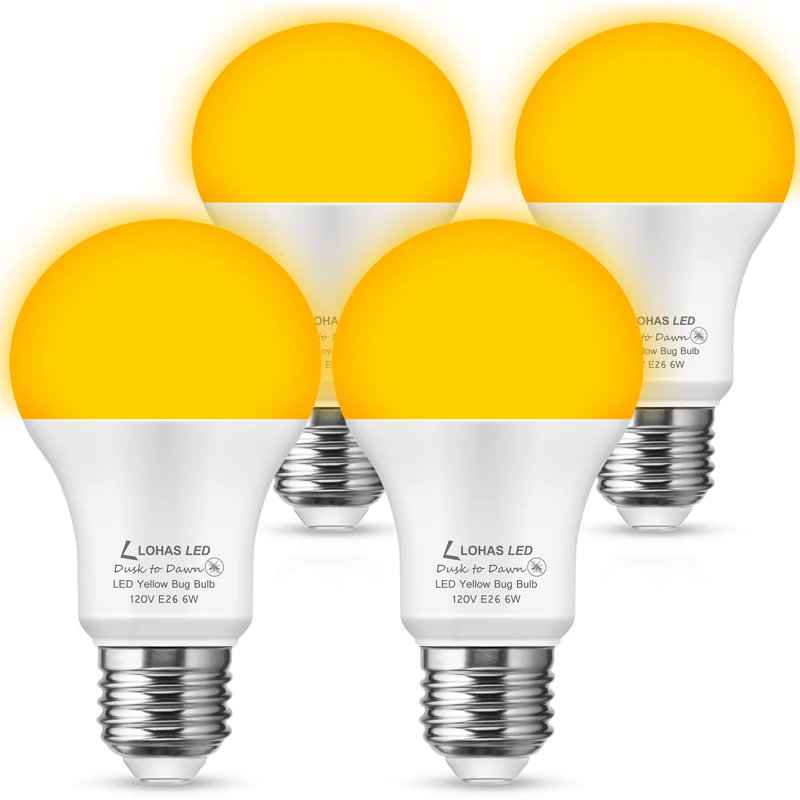 6 Watt, A19 LED, Non-Dimmable Outdoor Bug Light Bulb, Warm White E26/Medium (Standard) Base