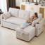 3-In-1 Convertible Sofa Bed With Cup Holders, Pillows And Storage Pocket Pullout Sectional Daybed-1427848793