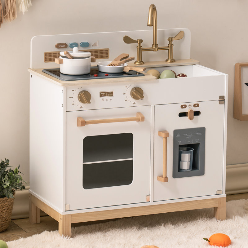 Wooden Kitchen Playset For Kids, Montessori, 3+,, White