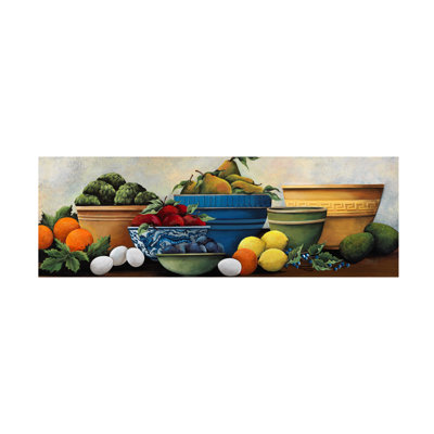 Art mural sur toile tendue - Art mural «Fruit Bowls» de Debbi Wetzel pour le salon, la chambre à coucher ou le bureau - 8 x 24