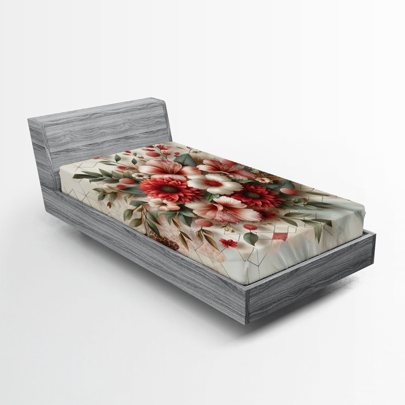 Microfiber Floral Fitted Sheet, Twin XL Fitted Sheet