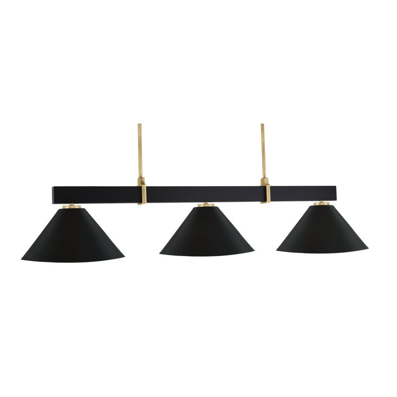 Bar 3 lumières Raheemah Wellington, H 11 po x l 14 po x P 14 po, Noir mat / laiton, Noir mat