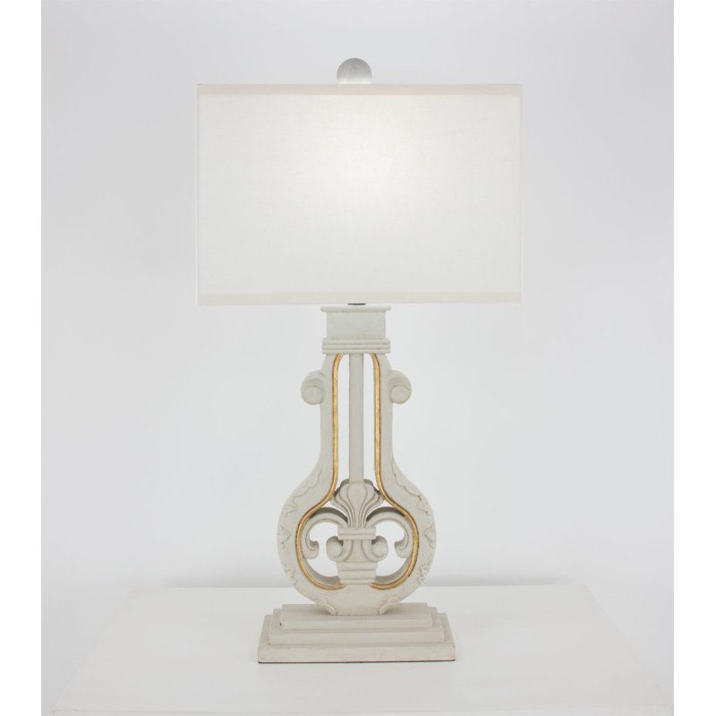 Bruno Table Lamp, Soft Light Veranda Gray/Gold Leaf, Natural Off White