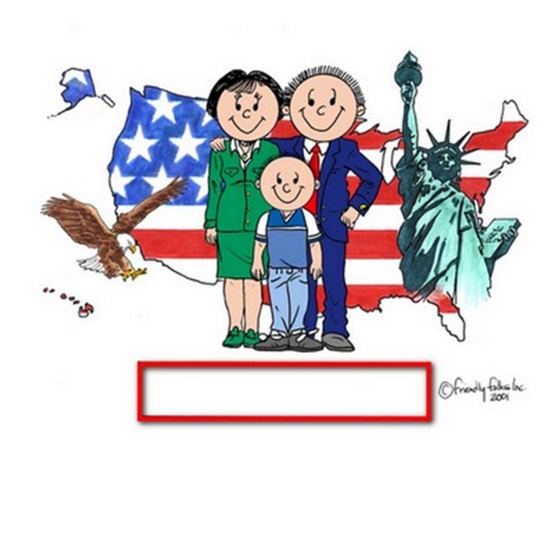 Personalized Patriotic Couple - One Boy Snow Globe Frame Gift, Yes, 2.5" H x 3.75" W x 1" D