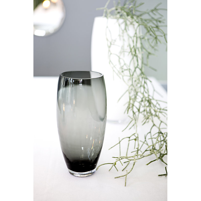Africa Handmade Glass Table Vase, 28cm H x 14cm W x 14cm D, Grey