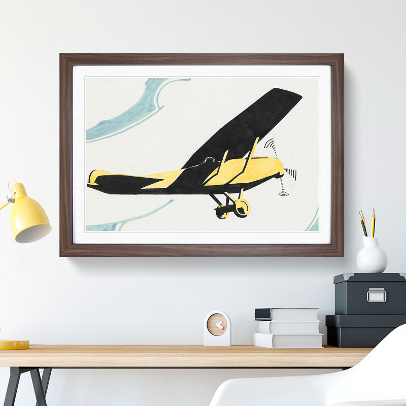 Aircraft by Reijer Stolk - Picture Frame Painting, 27cm H x 36cm W x 2cm D, Walnut Framed