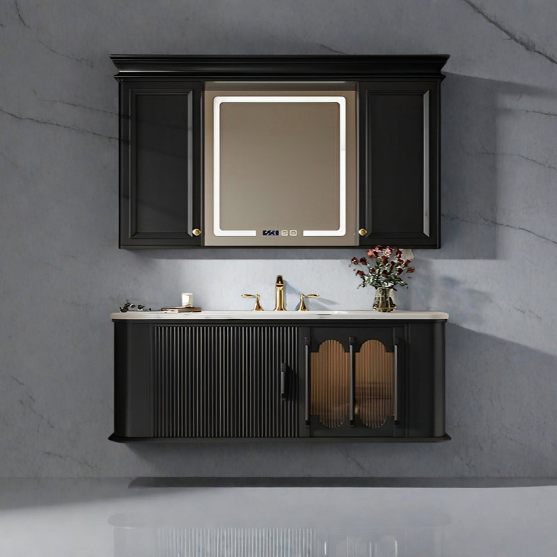 Armoire de salle de bain style français rétro, H 19,68 po x l 55,11 po x P 21,65 po