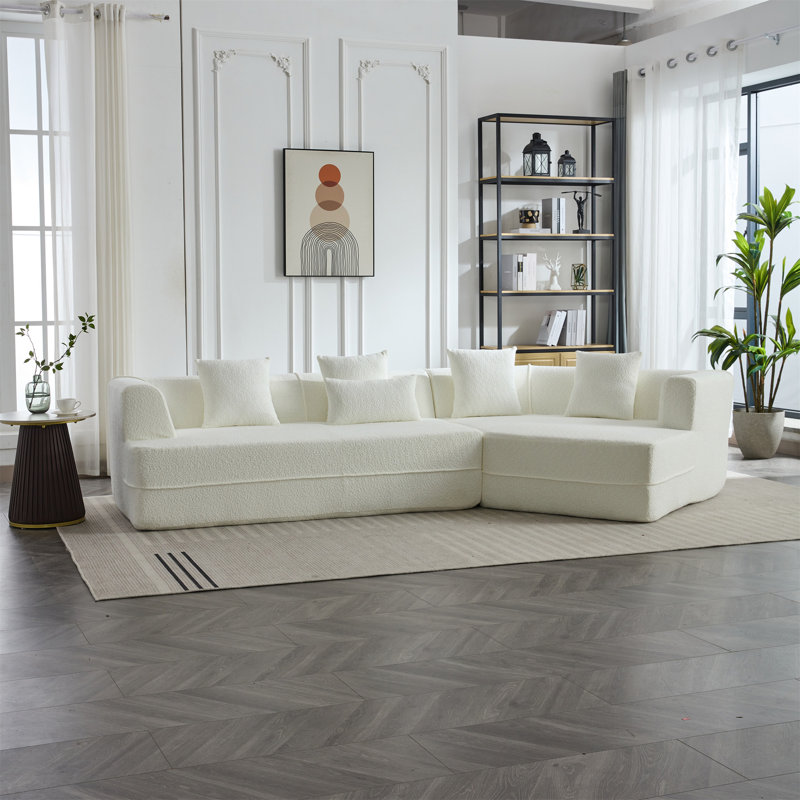Repose-pieds de canapé modulaire avec coussins, Boucle blanc
