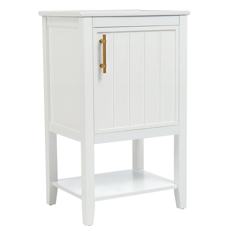 Meuble-lavabo avec lavabo, armoire de salle de bain 20 po avec porte à fermeture douce, White