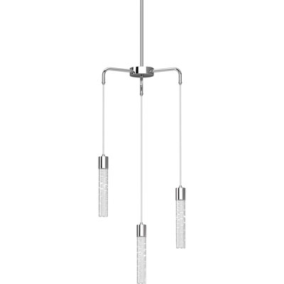 Orren Ellis 1513-3 3-Light Integrated LED Indoor Chrome Chandelier with Clear Bubble Acrylic