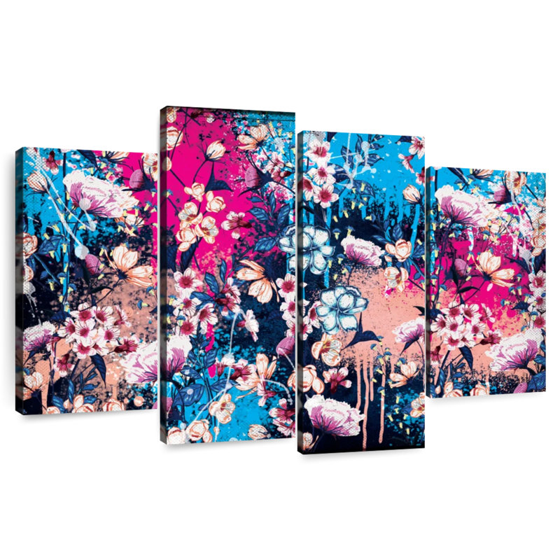 Kerner Splattered Botanical Flowers, 48" H x 75" W