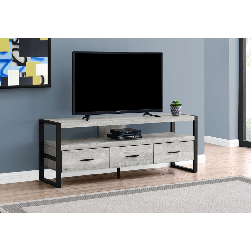 Meuble télé pour téléviseur de 65 po ou moins Hallatrow, Gris / Noir