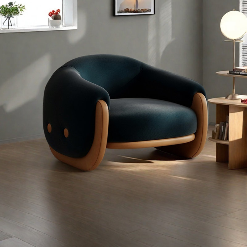 Fauteuil inclinable en bois de lin léger et luxueux, Bleu très foncé