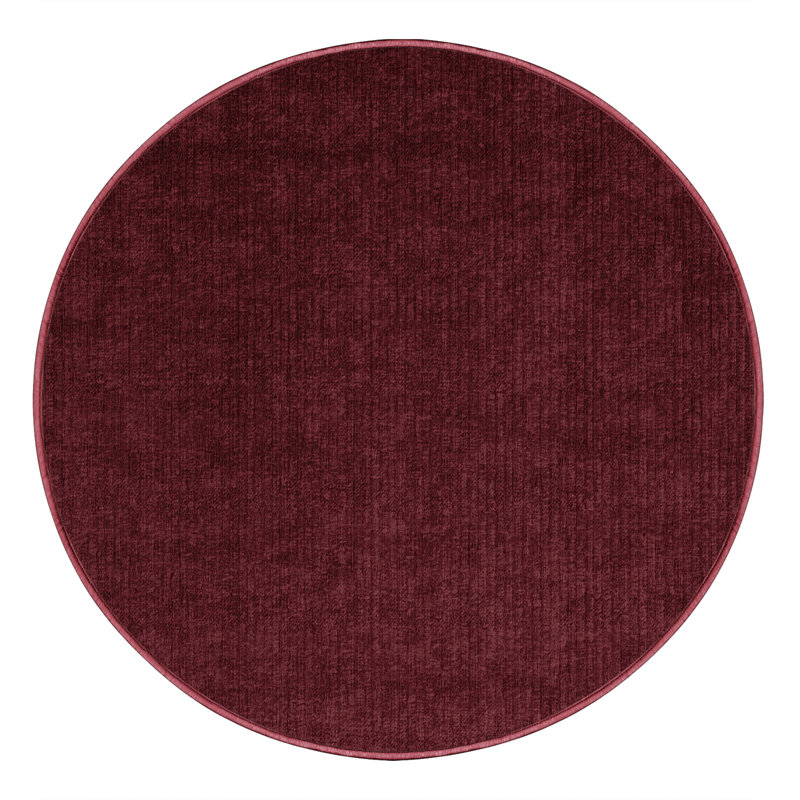Machine Washable Solid Red Area Rug, Round 5'