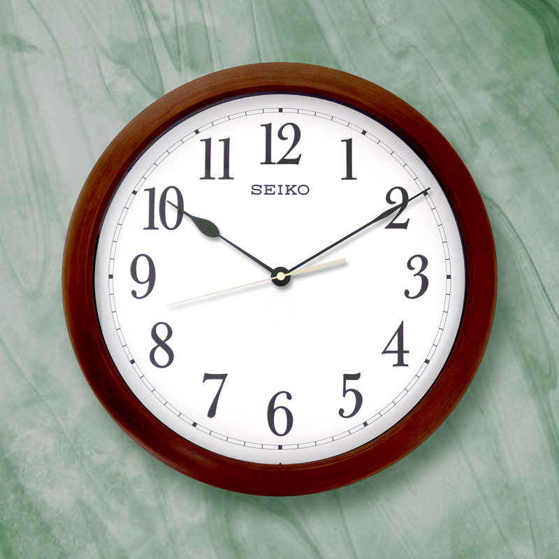 Seiko 16" Brown Wooden Finish Wall Clock with Arabic Numerals