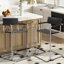 Tabouret de bar moderne en acier inoxydable avec siège et accoudoirs en similicuir noir-1180614466
