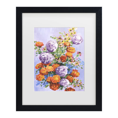 Bolog Ania Zwara Marigold And Hydrangea Matted Framed Art