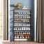 Shoe Rack 8 Tier Rustic Brown Industrial Hallway Furniture-122587743-122587744