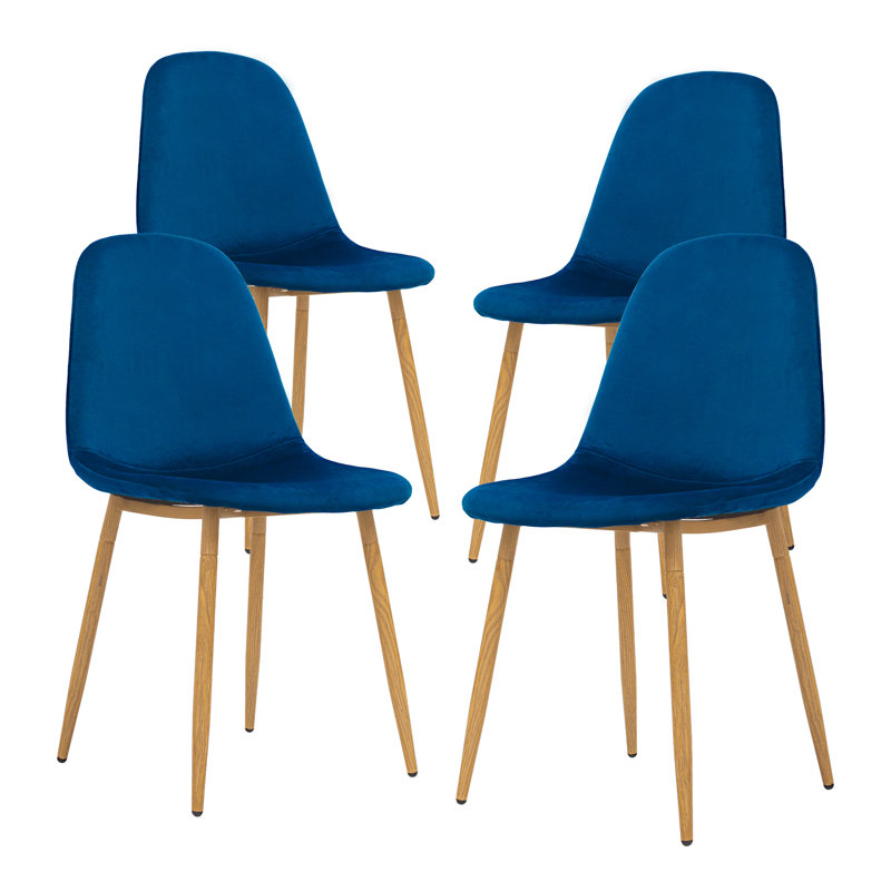 Chaise d'appoint en velours Fuzail, Bleu