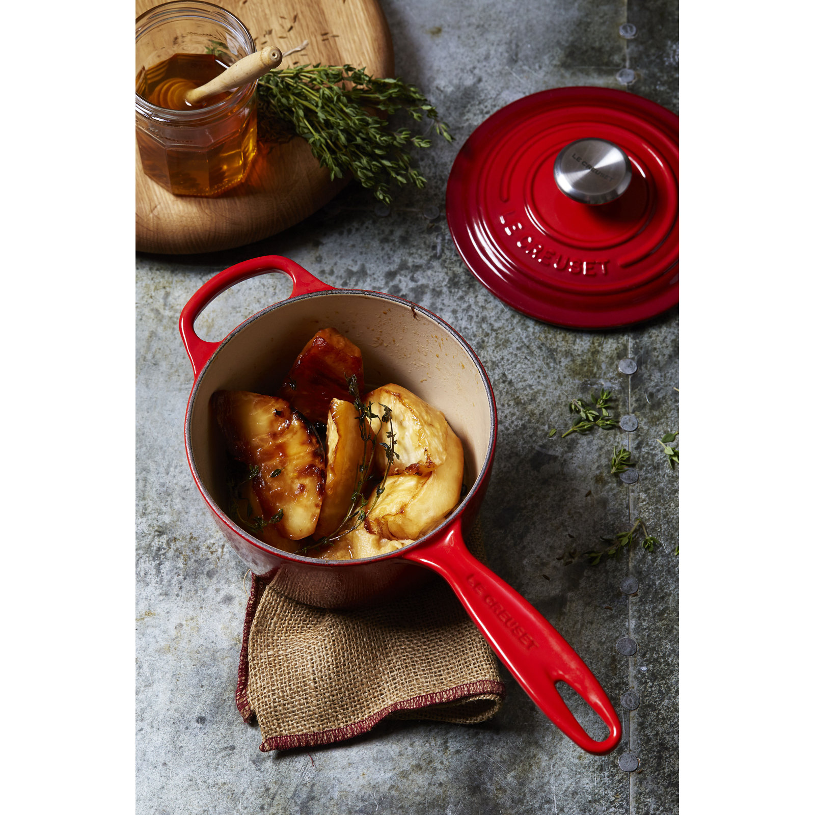Le Creuset Enameled Cast Iron Saucepan with Lid, Cerise, 2.25 qt.