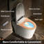 Toilette intelligente avec bidet, bouclier en mousse, température 4 saisons, chasse d'eau automatique de 1,0 GPF, siège chauffant, laveuse / sécheuse chaude, fauteuil confortable de 17,5 po de hauteur, télécommande-127313650