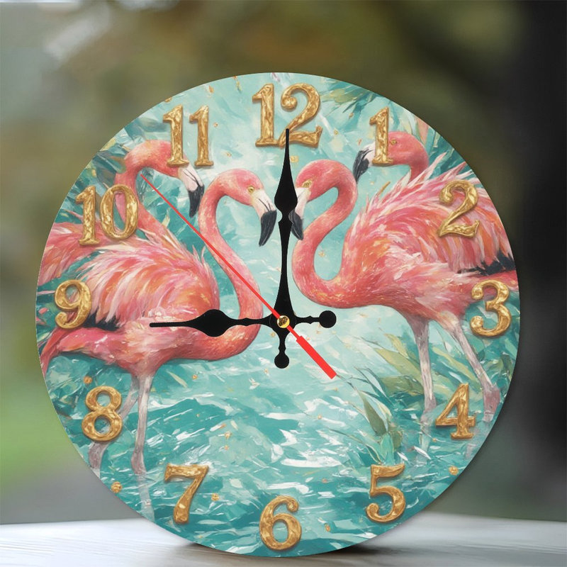 Horloge de flamant tropical