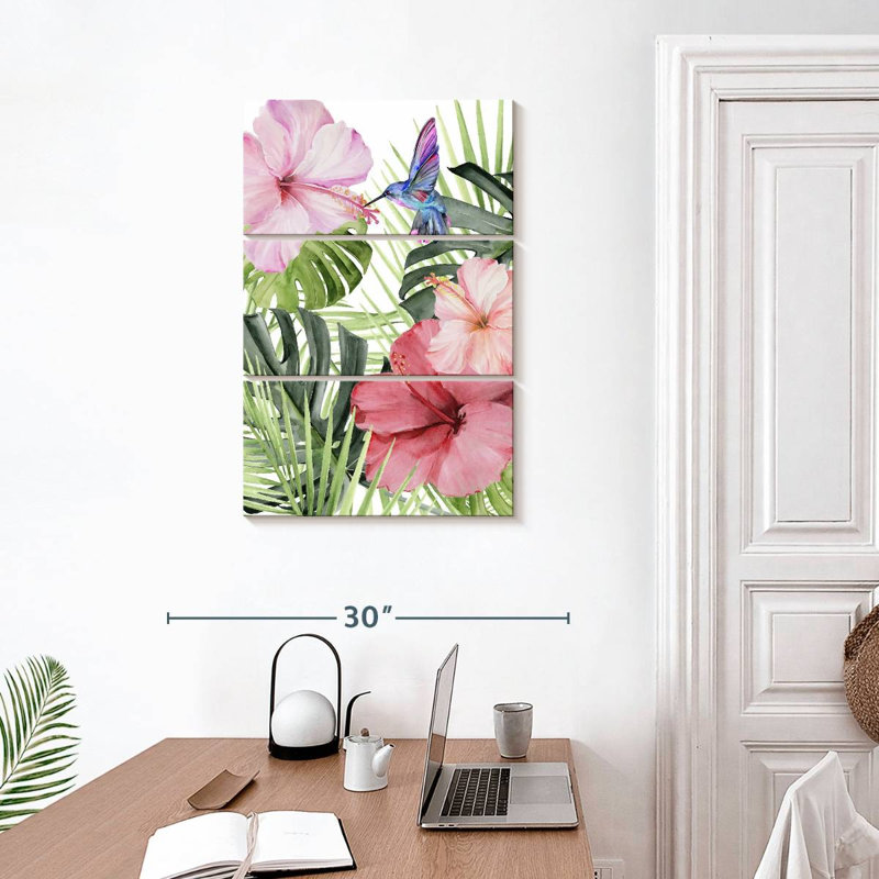 Hibiscus et colibri Harnek I, H 32 po x l 20 po