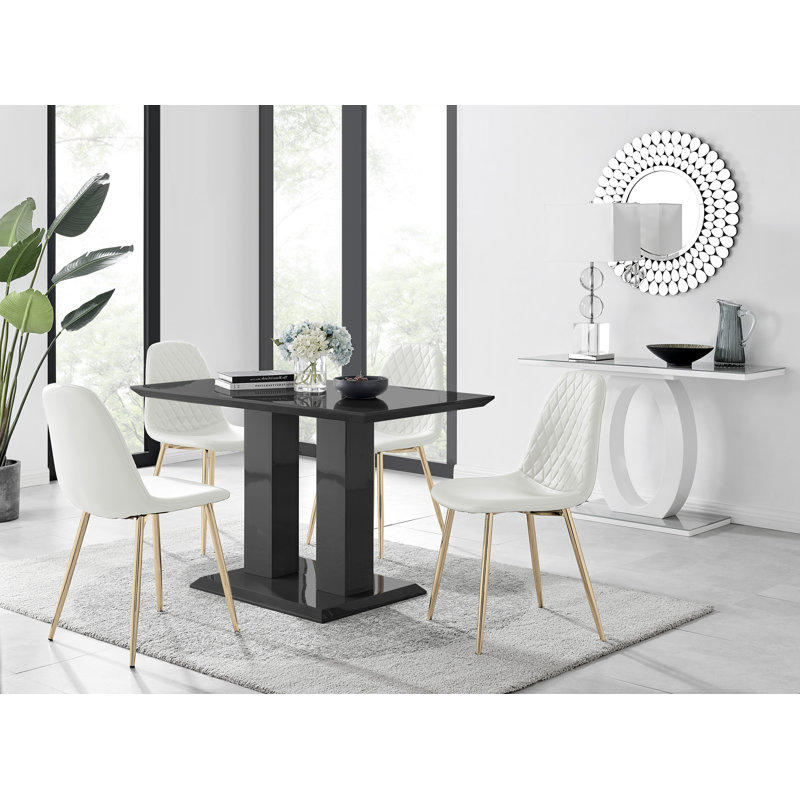 Ensemble de table de salle à manger Eubanks, Blanc, Noir
