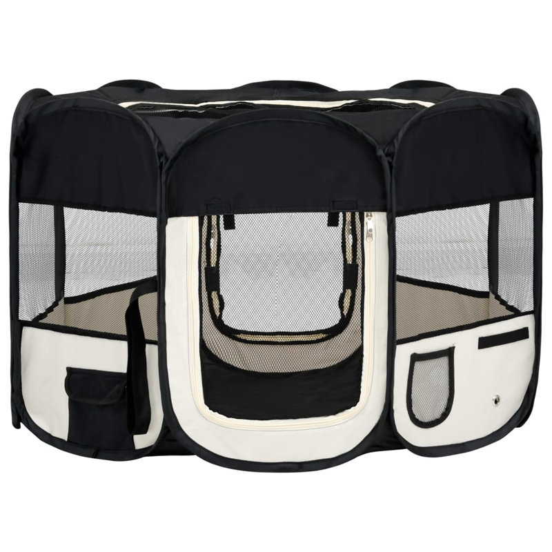 Enclos d'exercice en tissu, H 22,8 po x l 43,3 po x P 43,3 po, Noir/crème