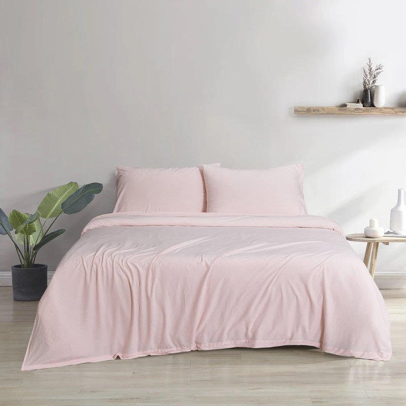 Jersey Knit Full Size Sheets 4pc|100% T-Shirt Cotton Breathable Jersey Sheets Set| All Season , Gray, Gray