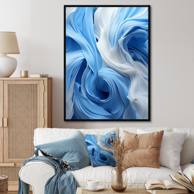 Blue And White Abstract Spiral Cyclone Tranquility - Abstract Spirals Wall Art