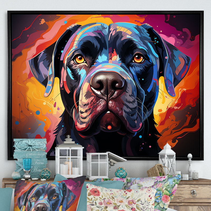Cane Corso Confidence IV, L 32 po x H 24 po x P 1 po, Cadre flottant noir