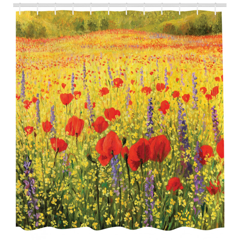 Floral Shower Curtain with Hooks Included, 75" H x 69" W
