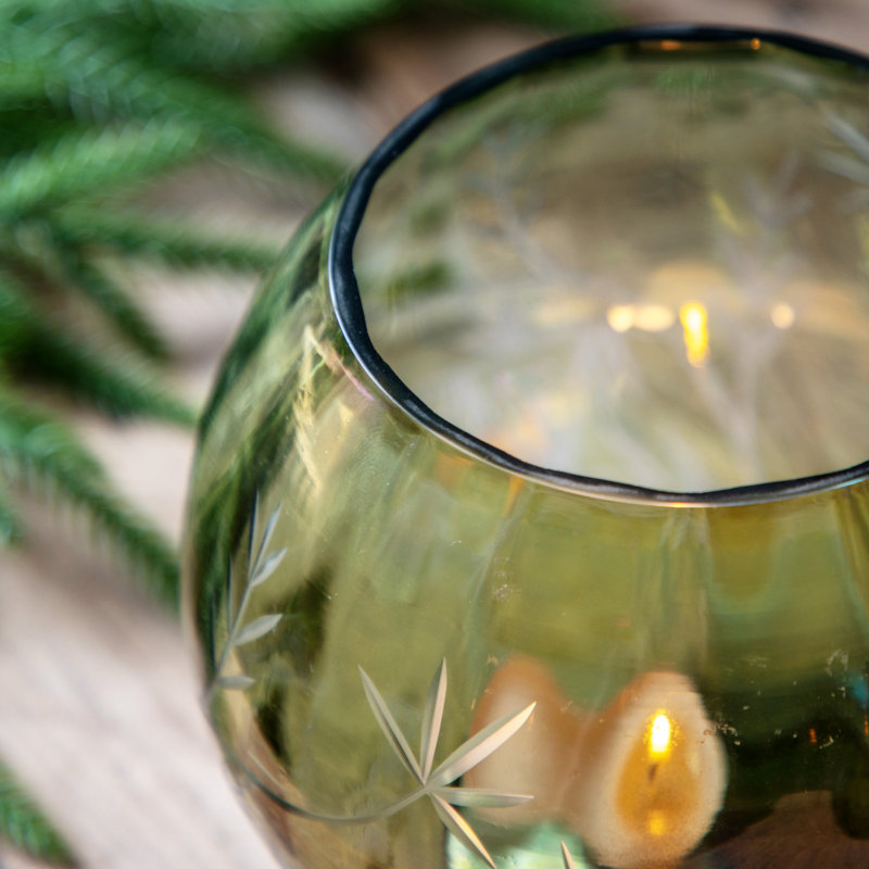 Glass Tabletop Tealight Holder, 8" H x 10" W x 10" D